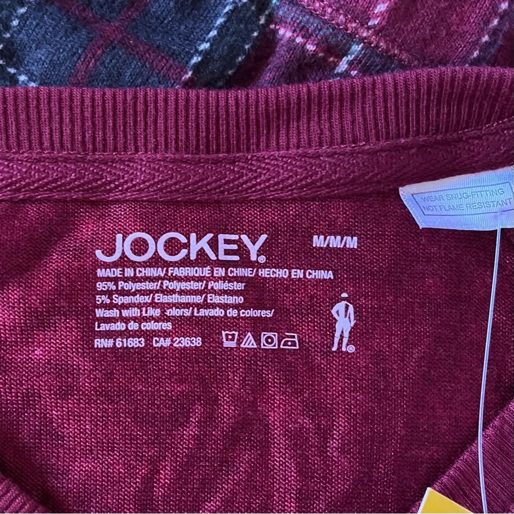 Jockey microstretch cozy loungewear pajama set in dark red and dark green plaid